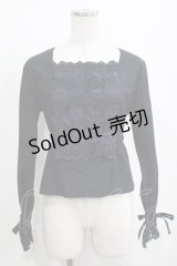 Jane Marple / フラワーレースバックボタンブラウス  黒 H-25-03-30-1028-JM-BL-KB-ZH