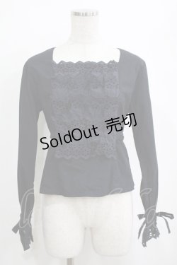 画像1: Jane Marple / フラワーレースバックボタンブラウス  黒 H-25-03-30-1028-JM-BL-KB-ZH