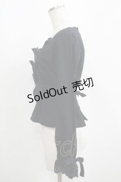 画像2: Jane Marple / フラワーレースバックボタンブラウス  黒 H-25-03-30-1028-JM-BL-KB-ZH