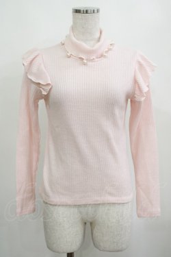画像1: MILK / ANGEL フリルハイネックニット  ピンク H-25-03-30-1032-ML-TO-KB-ZT105