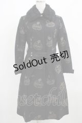 Jane Marple / 王冠ケーキ刺繍コート  黒 H-25-03-30-1007-JM-CO-KB-ZH