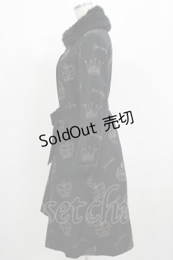 画像2: Jane Marple / 王冠ケーキ刺繍コート  黒 H-25-03-30-1007-JM-CO-KB-ZH