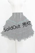 Ozz oneste / 薔薇刺繍レースフリルスカート  黒×緑 H-25-03-30-1012-OO-SK-KB-ZH
