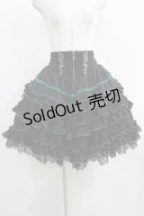 Ozz oneste / 薔薇刺繍レースフリルスカート  黒×緑 H-25-03-30-1012-OO-SK-KB-ZH
