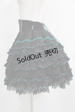 画像2: Ozz oneste / 薔薇刺繍レースフリルスカート  黒×緑 H-25-03-30-1012-OO-SK-KB-ZH