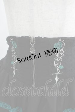 画像4: Ozz oneste / 薔薇刺繍レースフリルスカート  黒×緑 H-25-03-30-1012-OO-SK-KB-ZH