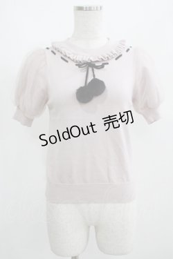 画像1: pium / ファーリボンアームウォーマー付きニット Free ピンク H-25-03-30-059-LO-TO-NS-ZH