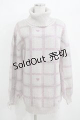 pium / ハートチェック袖リボンニットワンピ Free ピンク H-25-03-30-060-LO-OP-NS-ZH