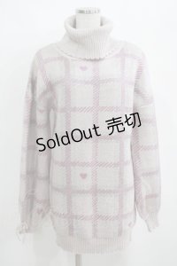 pium / ハートチェック袖リボンニットワンピ Free ピンク H-25-03-30-060-LO-OP-NS-ZH