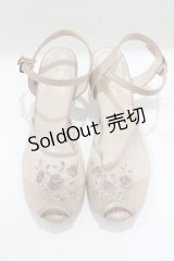 an another angelus / ローズ刺繍メッシュサンダル L ベージュ H-25-03-30-080-CA-SH-NS-ZH
