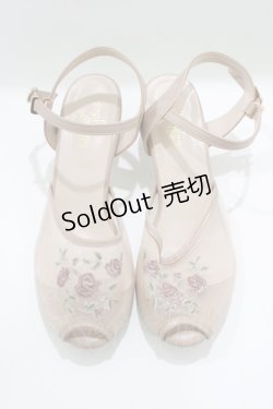 画像1: an another angelus / ローズ刺繍メッシュサンダル L ベージュ H-25-03-30-080-CA-SH-NS-ZH