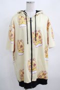 NieR Clothing / 総柄ZIP半袖パーカー  黄 H-25-03-31-040-PU-TO-KB-ZH
