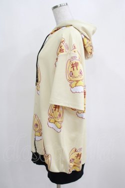 画像2: NieR Clothing / 総柄ZIP半袖パーカー  黄 H-25-03-31-040-PU-TO-KB-ZH