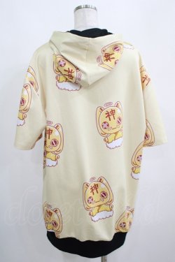 画像3: NieR Clothing / 総柄ZIP半袖パーカー  黄 H-25-03-31-040-PU-TO-KB-ZH