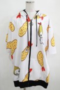 NieR Clothing / 総柄ZIP半袖パーカー  白 H-25-03-31-041-PU-TO-KB-ZH