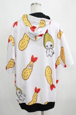 画像3: NieR Clothing / 総柄ZIP半袖パーカー  白 H-25-03-31-041-PU-TO-KB-ZH