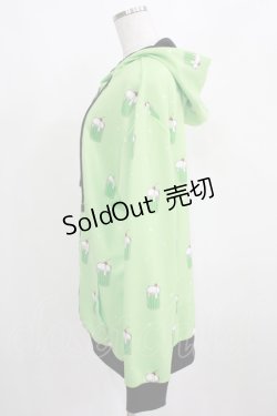 画像2: NieR Clothing / 総柄ZIPパーカー  グリーン H-25-03-31-043-PU-TO-KB-ZH