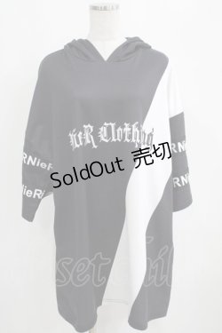 画像1: NieR Clothing / 半袖プルパーカー  黒 H-25-03-31-045-PU-TO-KB-ZH