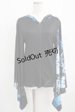 画像1: NieR Clothing / 着物風袖ZIPパーカー  黒 H-25-03-31-047-PU-TO-KB-ZH