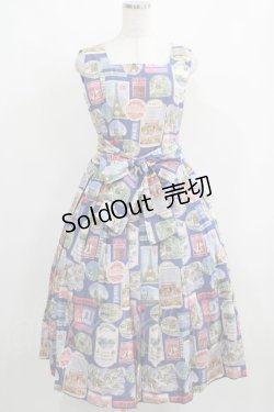 画像1: Jane Marple / Memories of Parisスクエアドレス  ブルー H-25-03-31-006-JM-OP-KB-ZH