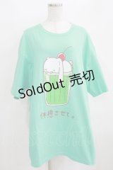 NieR Clothing / プリントCOTTON CUTSEW XXXL グリーン H-25-03-31-069-PU-TO-KB-ZH
