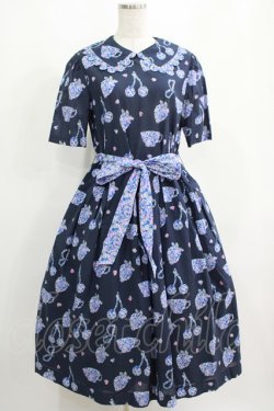 画像1: Jane Marple / Bonjour Millefleursのコレットドレス  ネイビー H-25-03-31-002-JM-OP-KB-ZH