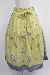 Jane Marple / Miss Daisyのタックスカート  イエロー×ラベンダー H-25-03-31-011-JM-SK-KB-ZH