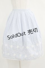 Emily Temple cute / フラワーカットワークボーダースカート  サックス H-25-03-31-016-ET-SK-KB-ZH