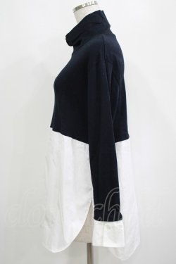 画像2: Jane Marple Dans Le Salon / Crumple collar pullover  ネイビー×ホワイト H-25-04-01-025-JM-TO-KB-ZH