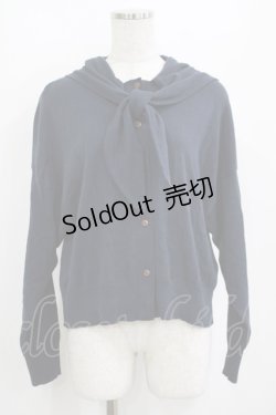 画像1: Jane Marple Dans Le Salon / Cotton cashmere bow ribbon hoodie  ネイビー H-25-04-01-027-JM-TO-KB-ZH