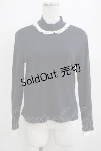Jane Marple / Royal-fraise lace-trim pullover  ネイビー×アイボリー H-25-04-01-029-JM-OP-KB-ZH