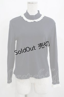 画像1: Jane Marple / Royal-fraise lace-trim pullover  ネイビー×アイボリー H-25-04-01-029-JM-OP-KB-ZH