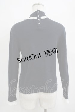 画像3: Jane Marple / Royal-fraise lace-trim pullover  ネイビー×アイボリー H-25-04-01-029-JM-OP-KB-ZH