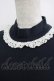 画像4: Jane Marple / Royal-fraise lace-trim pullover  ネイビー×アイボリー H-25-04-01-029-JM-OP-KB-ZH (4)