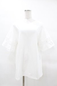 axes femme / 袖レース切替ロングカットプルオーバー Free オフ H-25-04-01-1045-AX-TO-NS-ZH