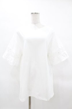 画像1: axes femme / 袖レース切替ロングカットプルオーバー Free オフ H-25-04-01-1045-AX-TO-NS-ZH