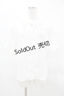 画像1: axes femme POETIQUE / フリル半袖ブラウス M オフ H-25-04-01-1046-AX-BL-NS-ZH