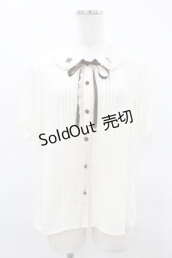 画像1: axes femme / クラシックローズ刺繍入りブラウス M アイボリー H-25-04-01-1049-AX-TO-NS-ZH
