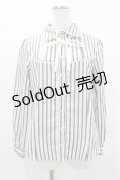 axes femme / レジメ柄フリルブラウス M オフ/グレー H-25-04-01-1051-AX-BL-NS-ZH