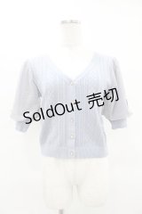 axes femme / すずらん刺繍半袖ニットカーディガン M ブルー H-25-04-01-1055-AX-TO-NS-ZH