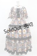axes femme kawaii / ベアズベーカリー柄ロングワンピース M ブラック H-25-04-01-1016-AX-OP-NS-ZH