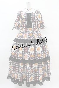 axes femme kawaii / ベアズベーカリー柄ロングワンピース M ブラック H-25-04-01-1016-AX-OP-NS-ZH