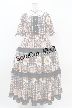 画像1: axes femme kawaii / ベアズベーカリー柄ロングワンピース M ブラック H-25-04-01-1016-AX-OP-NS-ZH