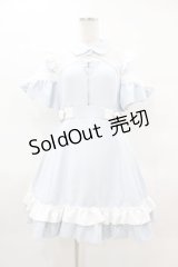 DearMyLove / デコルテレースジャージワンピ L サックス H-25-04-01-1028-EL-OP-NS-ZH