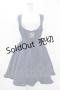 axes femme POETIQUE / 刺繍入りストライプジャンドレ M ネイビー H-25-04-01-1033-AX-OP-NS-ZH