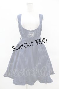 axes femme POETIQUE / 刺繍入りストライプジャンドレ M ネイビー H-25-04-01-1033-AX-OP-NS-ZH