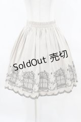 axes femme / 窓柄刺繍入りミドルスカート M ベージュ H-25-04-01-1037-AX-SK-NS-ZH