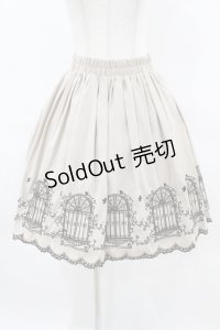 axes femme / 窓柄刺繍入りミドルスカート M ベージュ H-25-04-01-1037-AX-SK-NS-ZH