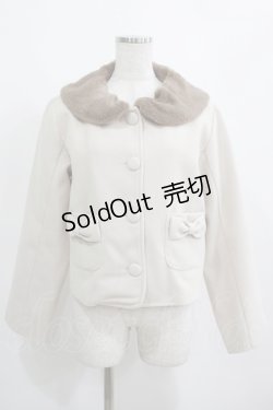 画像1: m petit by misako / ファー襟ショートコート M オフ H-25-04-02-032-LO-CO-NS-ZH