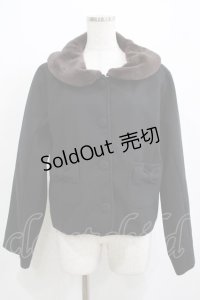 m petit by misako / ファー襟ショートコート L ブラック H-25-04-02-033-LO-CO-NS-ZH